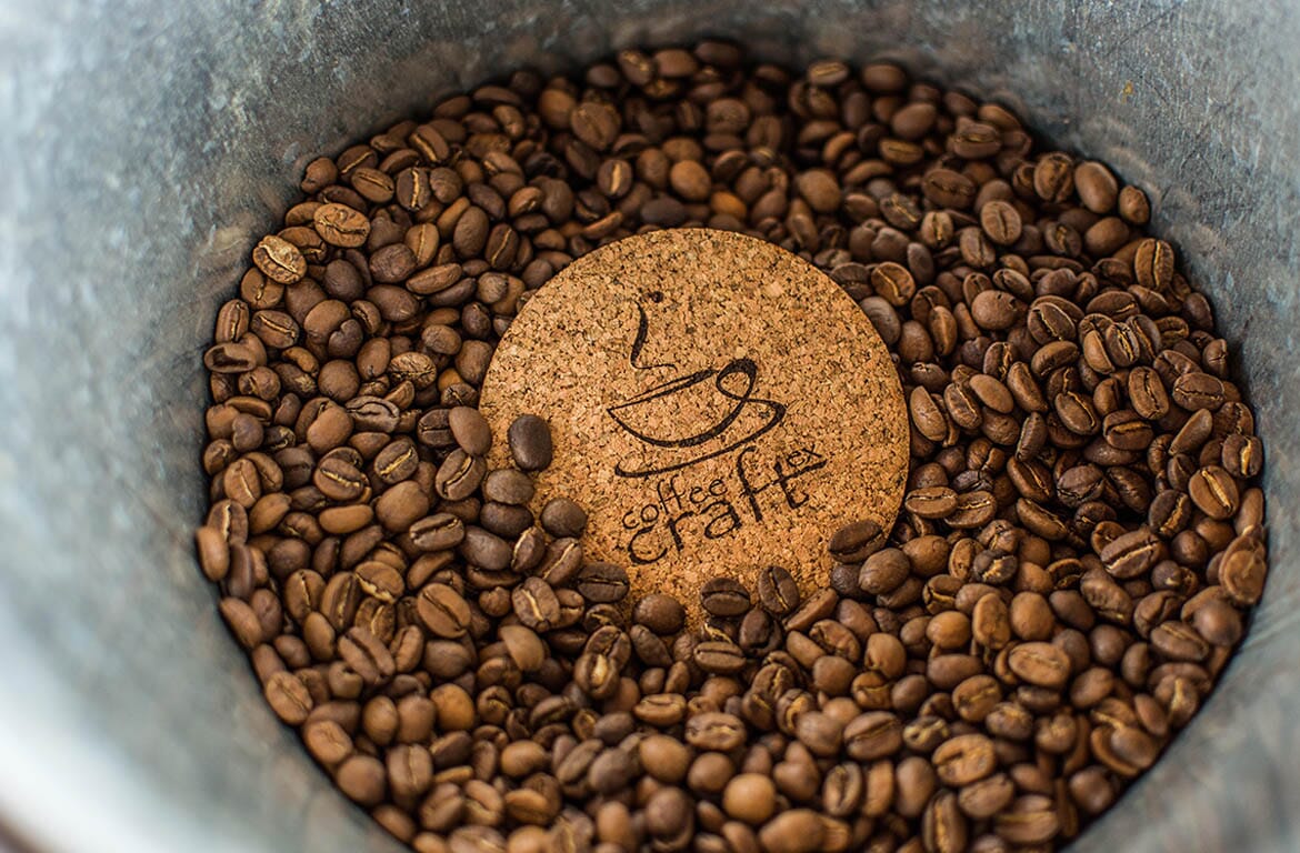 coffe beans and brand logo